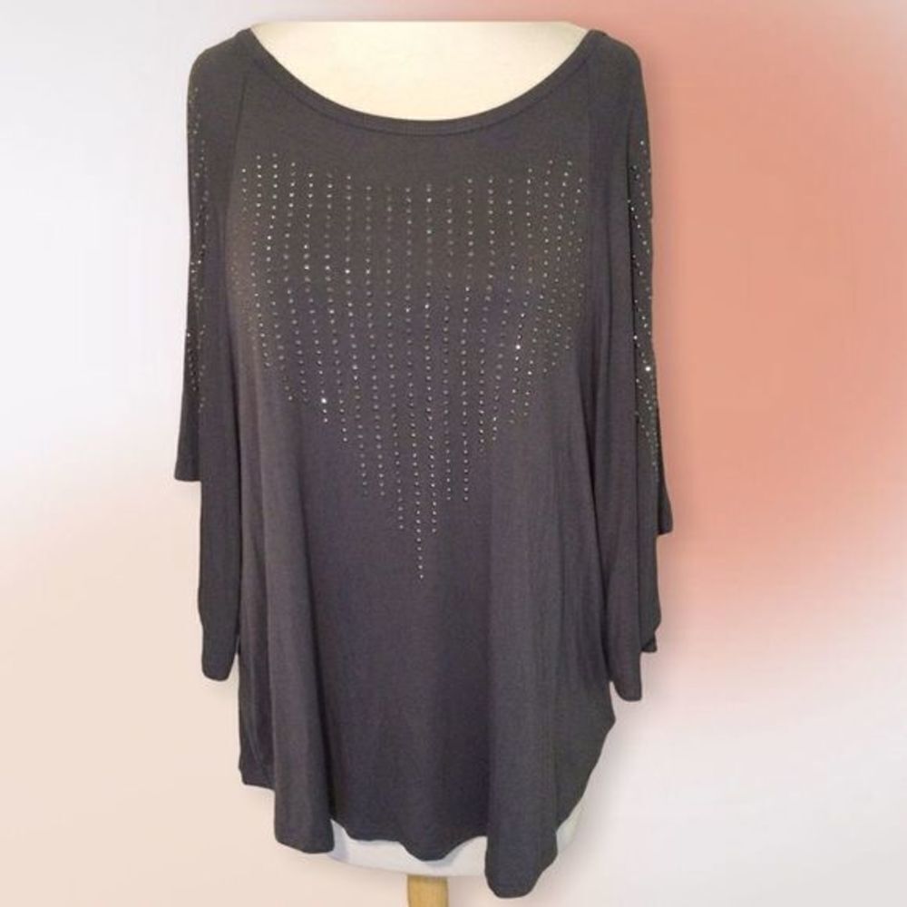 R Fashion Apparel & Accessories Gray with Rhinestones Tunic S/M NWT